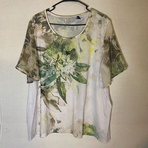 Catherine’s green & white floral tee